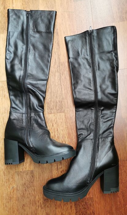 Buty zimowe damskie kozaki OLEKSY skóra naturalna