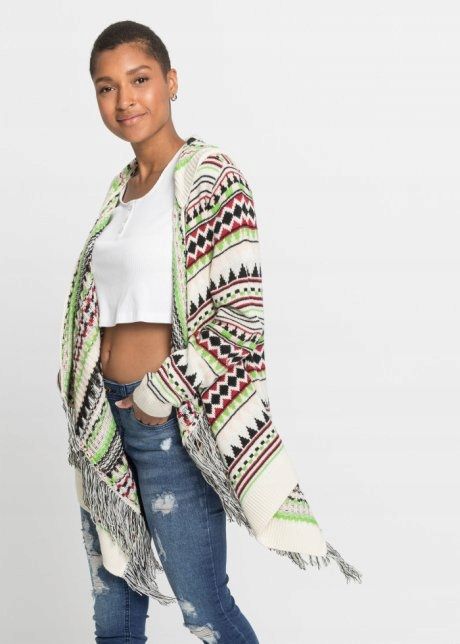 B.P.C asymetryczny kardigan frędzle, wzory r.40/42