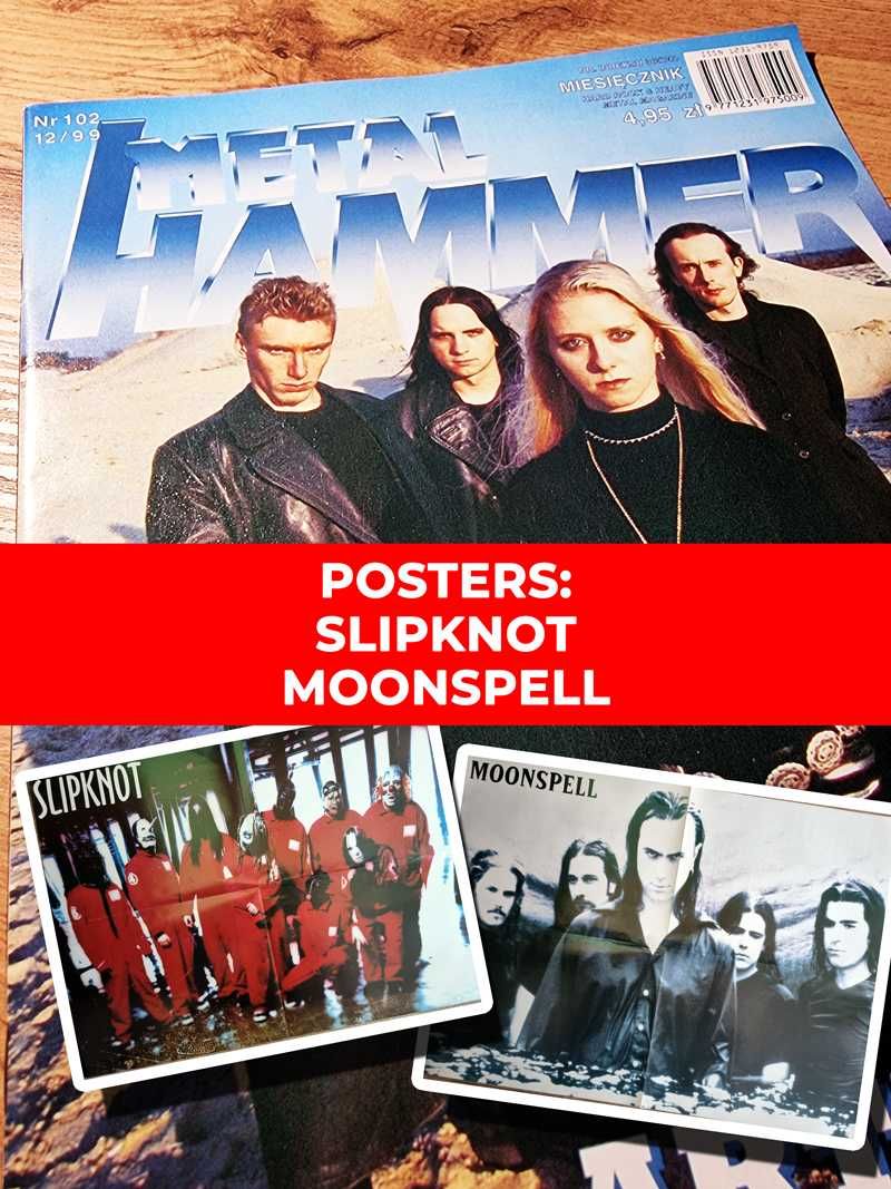 UNIKAT! Metal Hammer 12/1999 - Artrosis, Plakaty: Slipknot i Moonspell