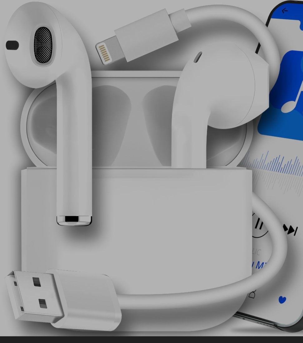 Białe Słuchawki Bezprzewodowe BLUETOOTH