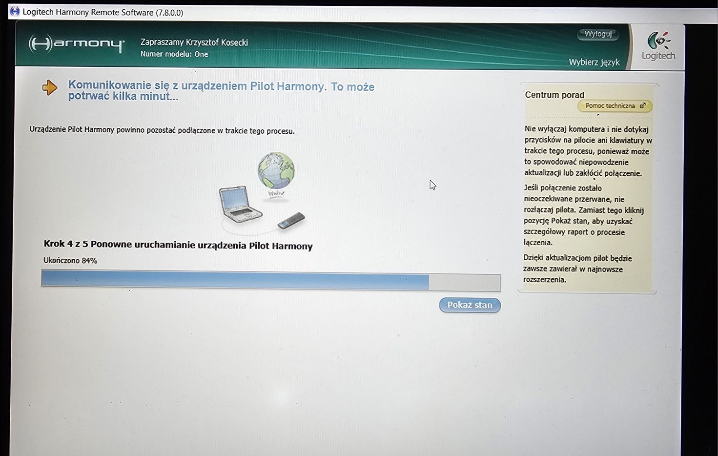 Logitech Harmony One Uniwersalny pilot L-LW20 z bazą i ładowarką