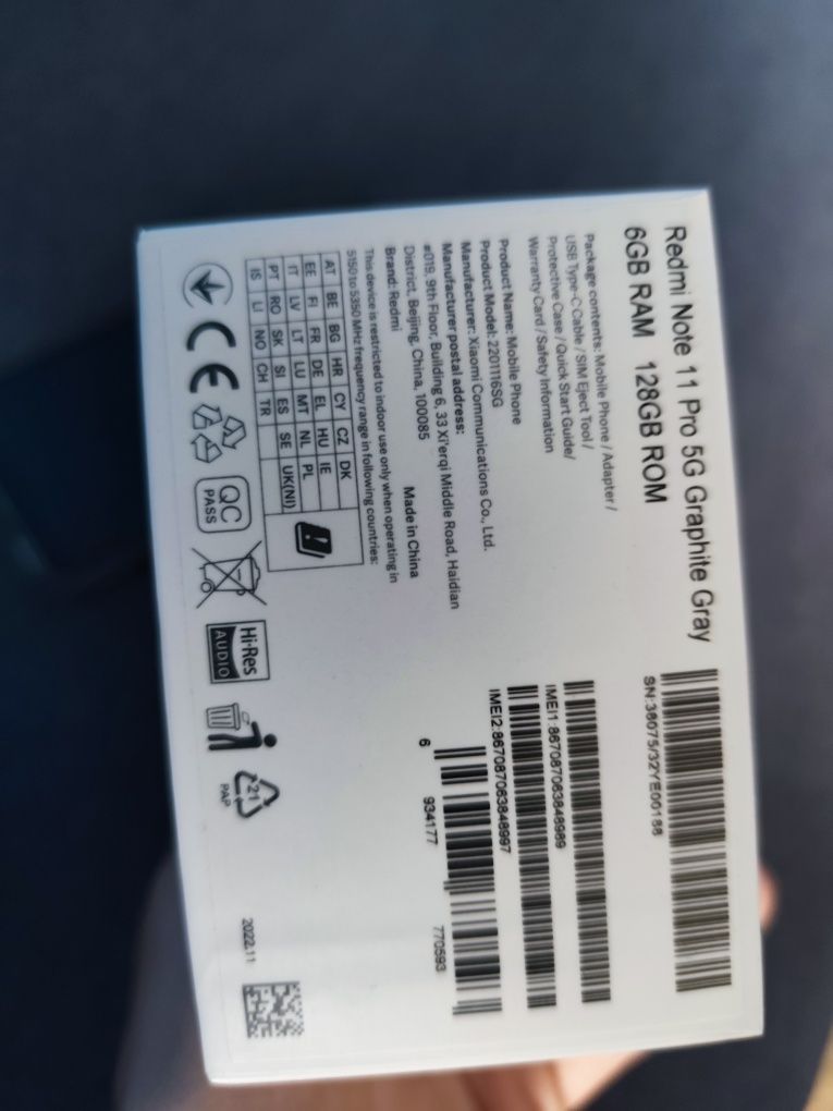 Xiaomi Redmi not 11 pro 5G