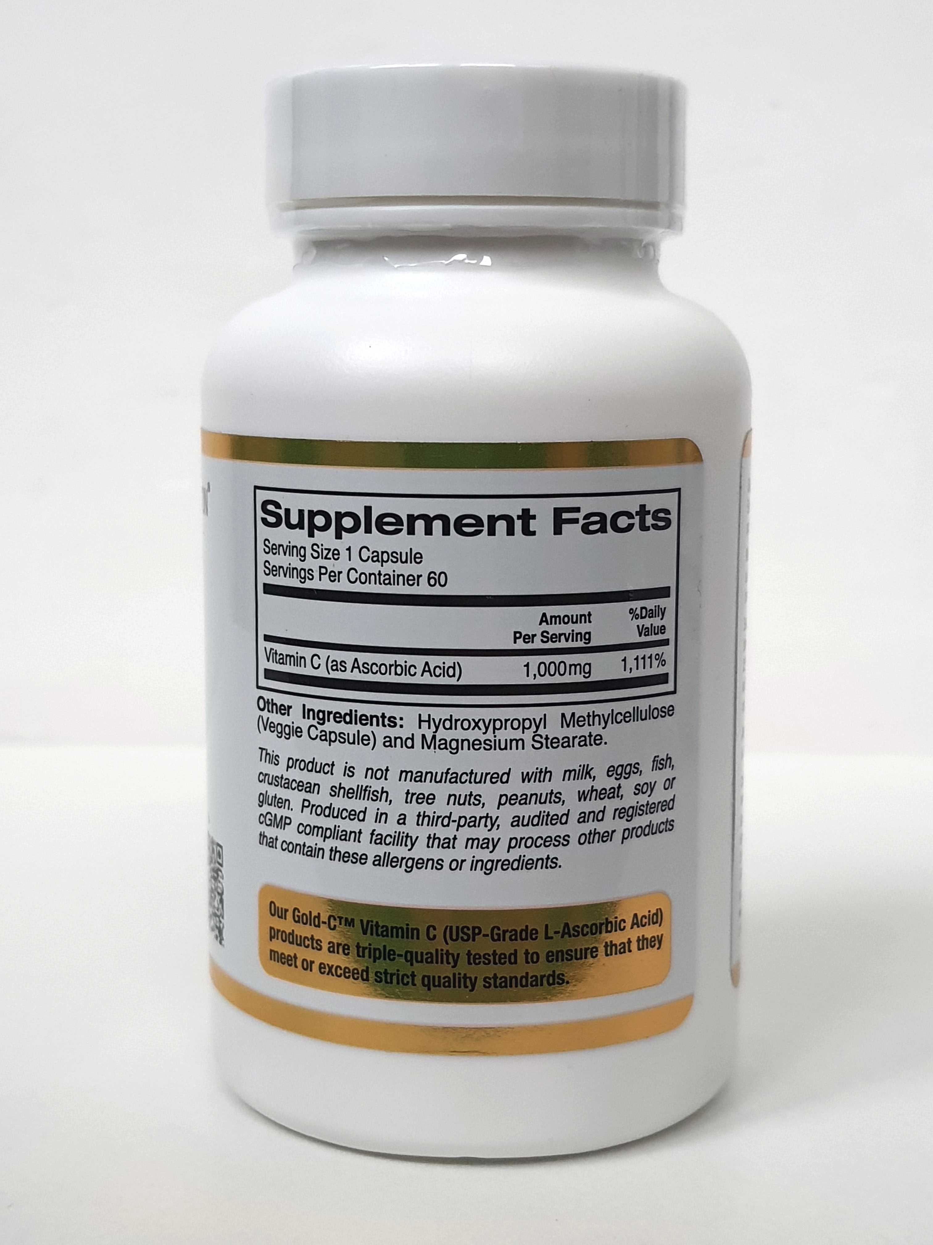 Вітамін С California Gold Nutrition Gold C, 1000 мг, 60 капсул