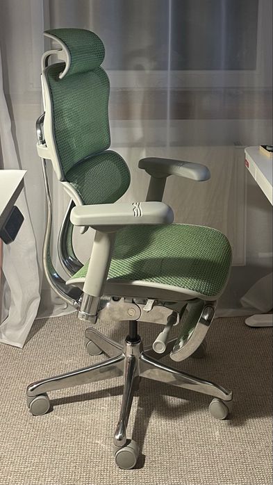 Fotel egonomiczny z podnóżkiem Grospol Ergohuman 2 Elite ST GS Green