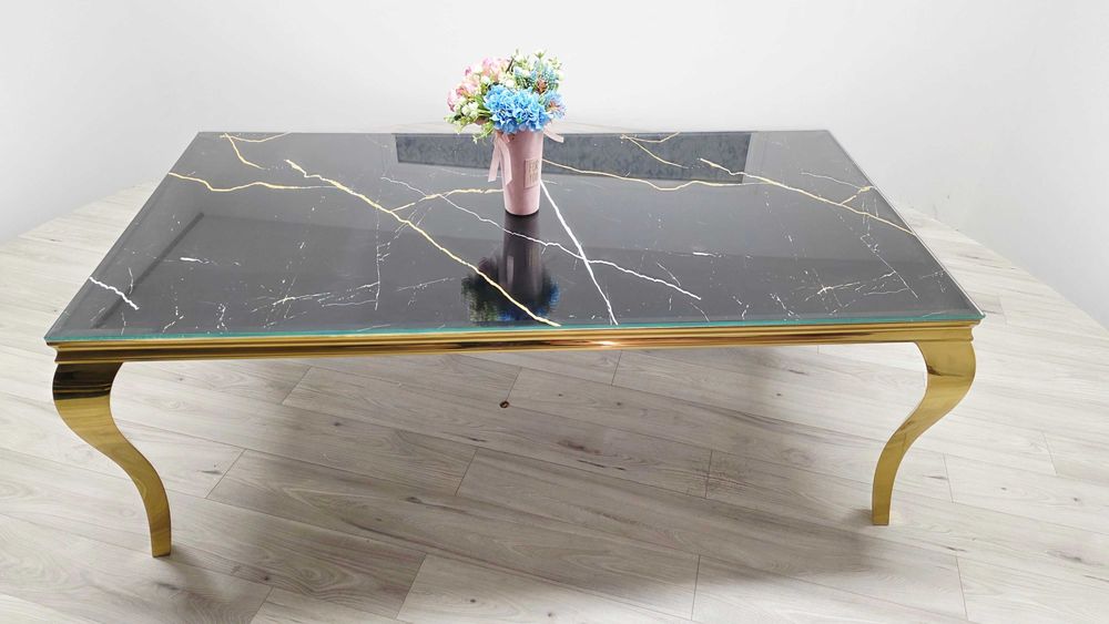 Stol Ludwik Gold 200x100 cm Dekor do wyboru