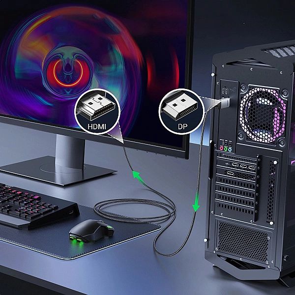 Kabel Ugreen DP119 DisplayPort do HDMI 4K 60Hz 2m - szary