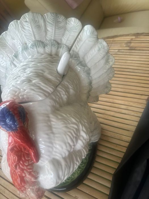 Terina com tampa é concha em forma de peru