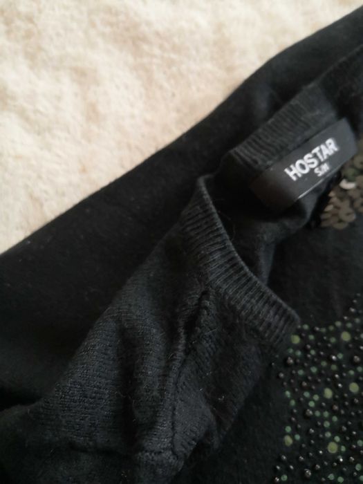 Czarny elegancki wełniany kaszmirowy sweter w cekiny Hostar 36 - 38
