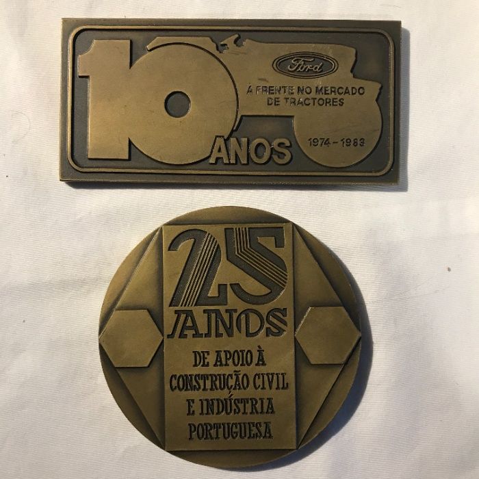 Lote 2 medalhas bronze FORD de 1989 e 1985