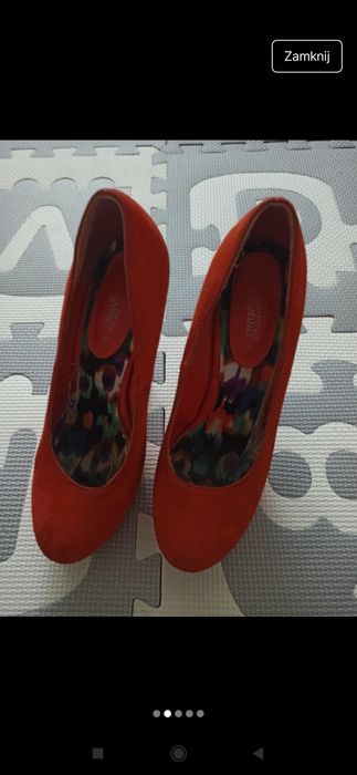 Pomarańczowe szpilki buty na obcasie new look 37