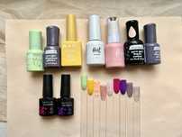 Набір гель лаків лак рожевий кольоровий жовтий салатовий GlamBee