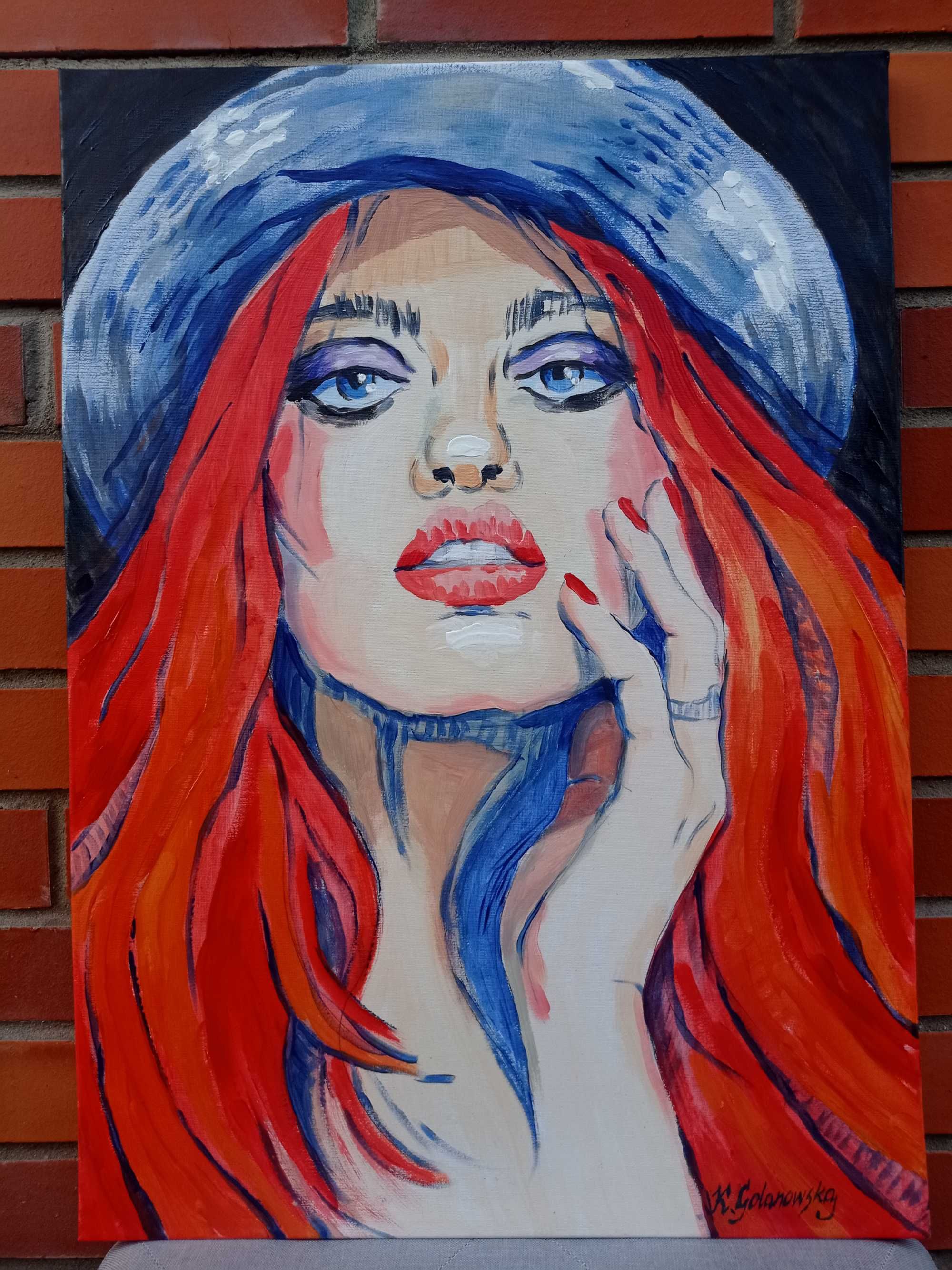 Obraz twarz pop art. Oryginał. Duży