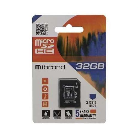 Карта памяти MicroSD Mibrand 32gb 10 Class & Adapter Original UHS-I TF