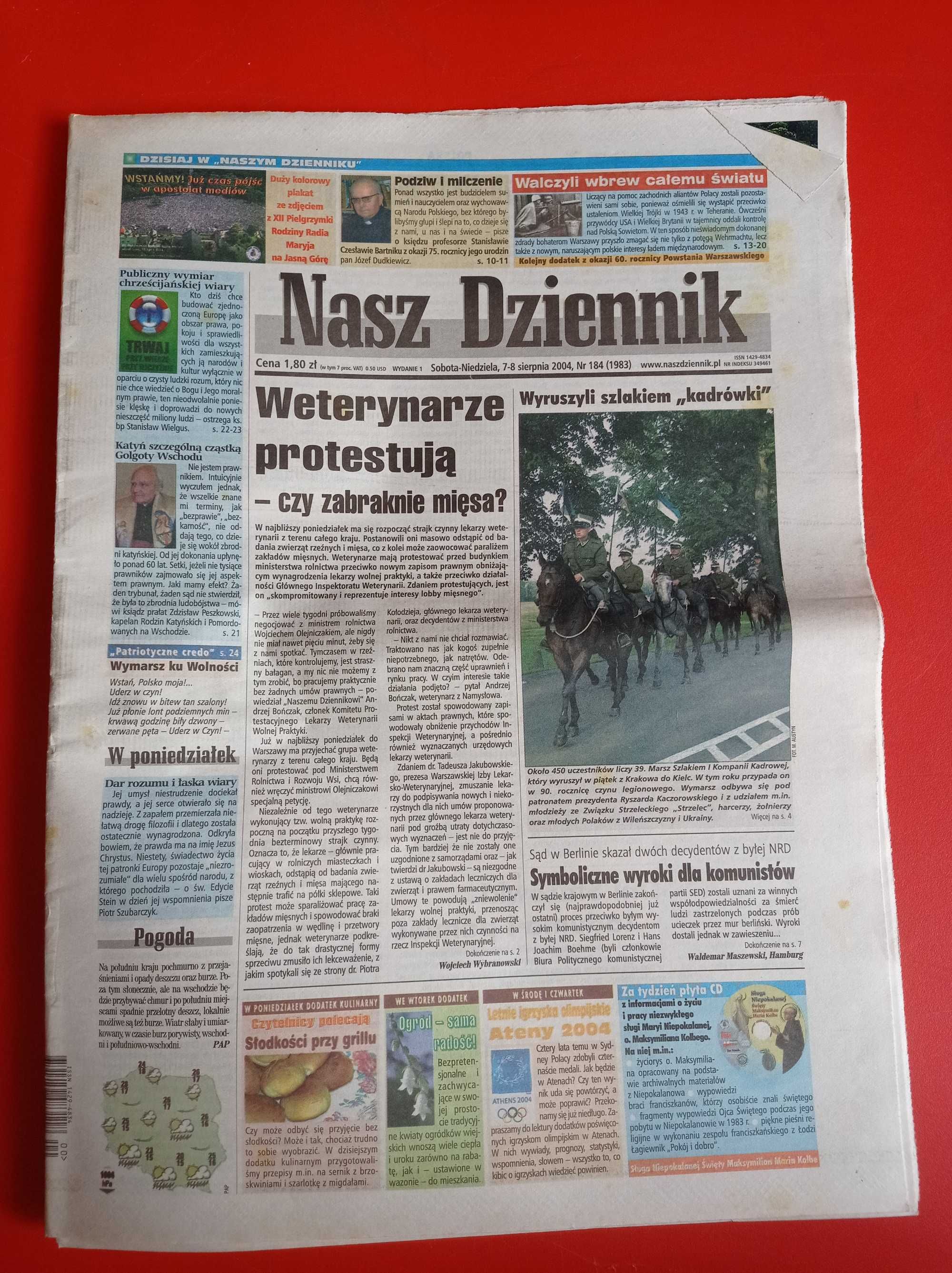 Nasz Dziennik, nr 184/2004, 7-8 sierpnia 2004 + plakat Jasna Góra