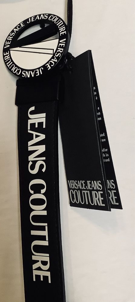 Pasek Versace Jeans Couture, skóra, klamra logo, roz.90=109cm