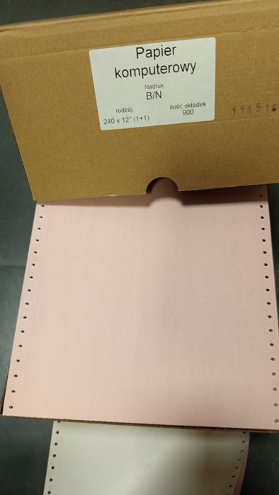 Papier komputerowy składanka do drukarki igłowej 1 + 1, kabel drukarki