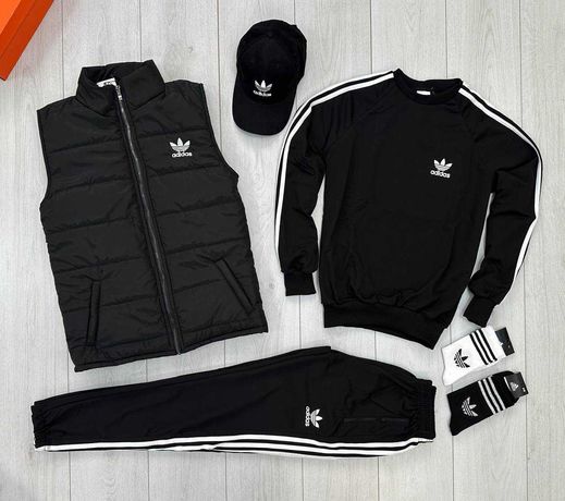 Крутий набір "Adidas" на весну, Світшот + штани + жилетка + кепка