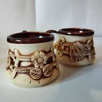 Набір глиняних чашок, глиняні горнятка, два набори, глиняний посуд