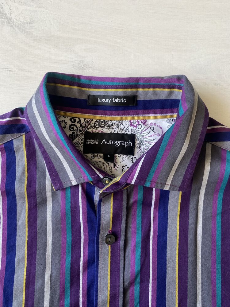 Marks & Spencer kolorowa męska elegancka szalona koszula w paski L