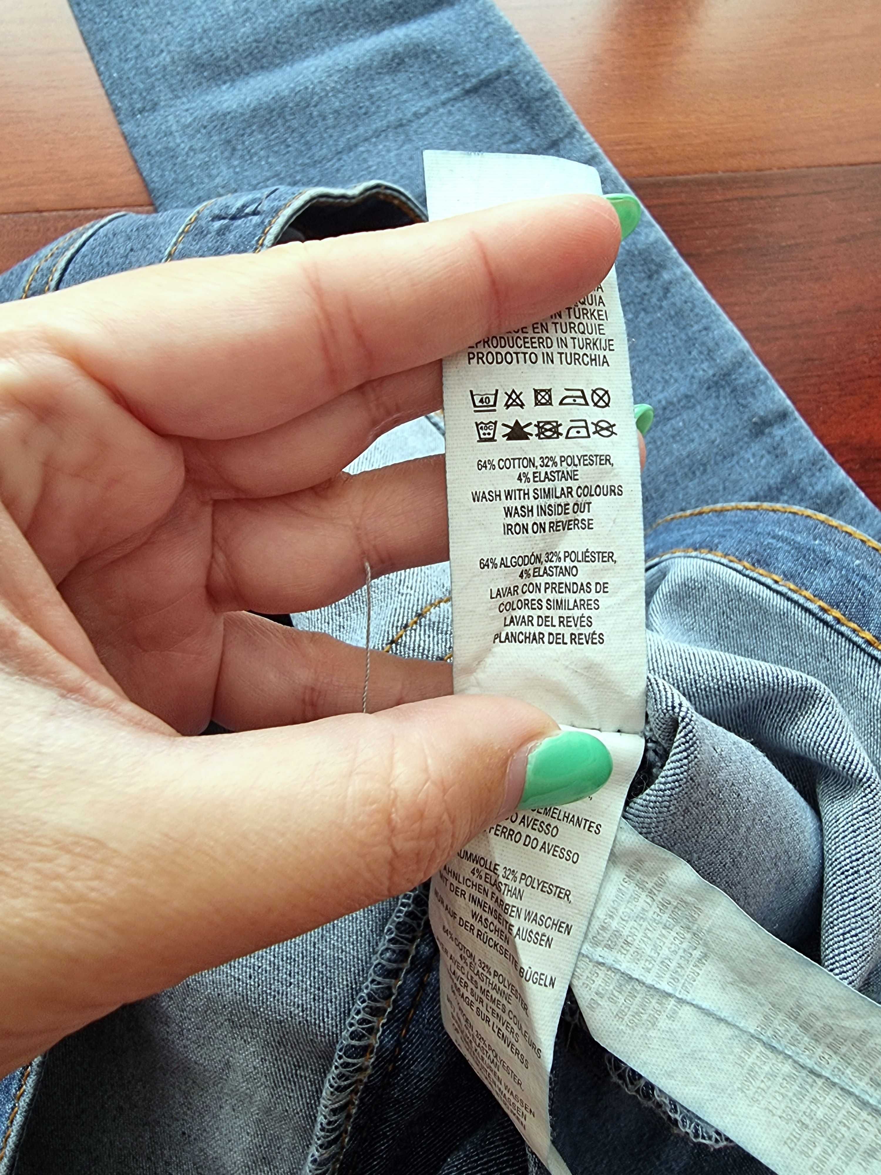Calças/ jeggings de ganga justos e de cintura subida Primark, tam 34