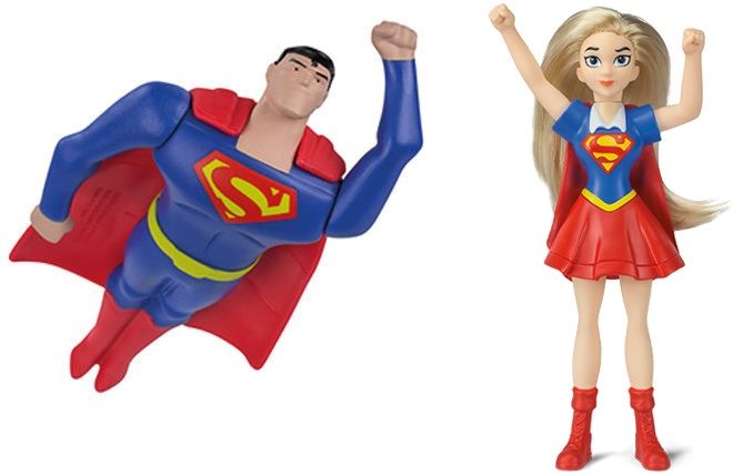 Figuras Super Man e Super Girl