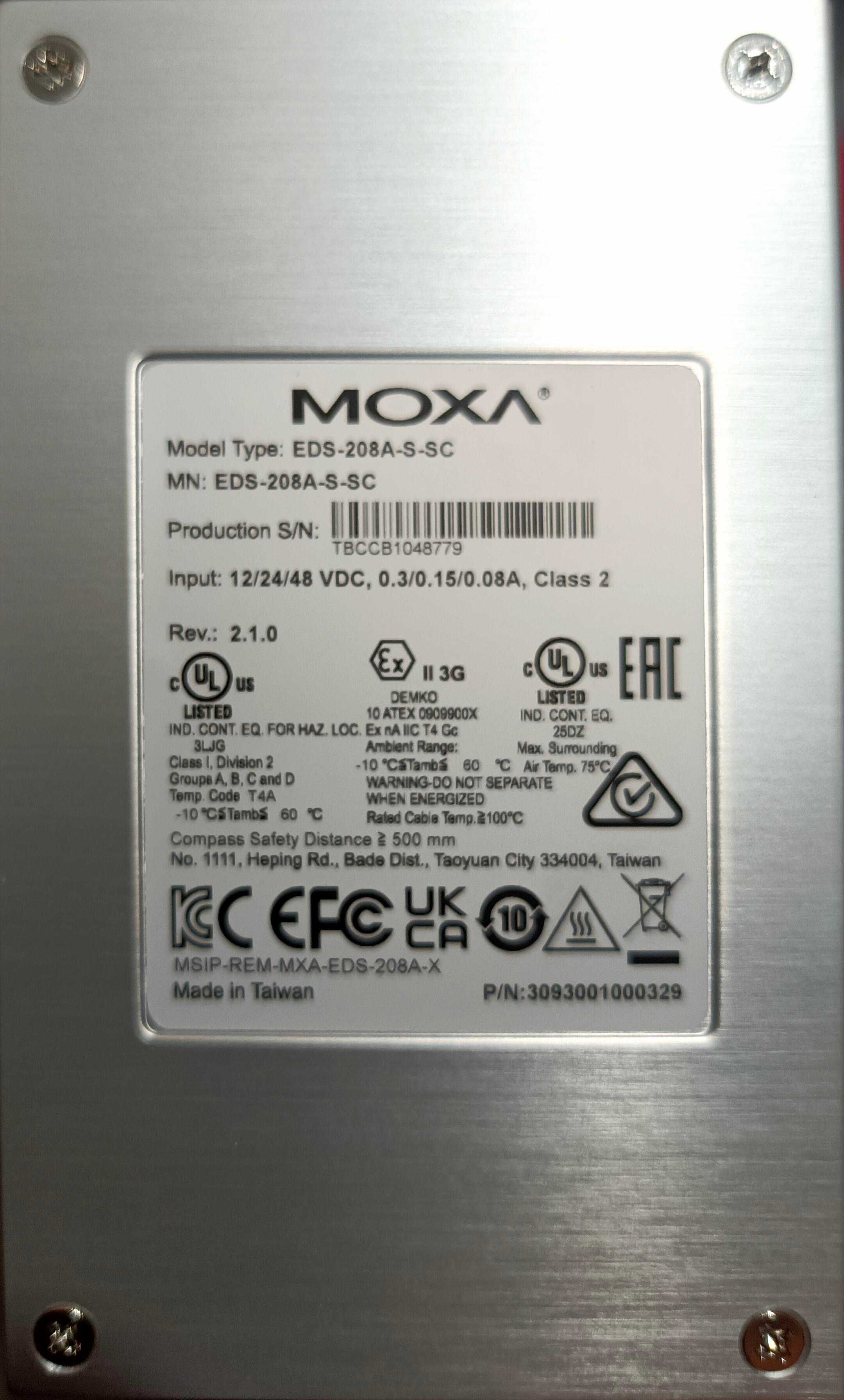 Switch światłowodowy Moxa EDS-208A-S-SC, nowy