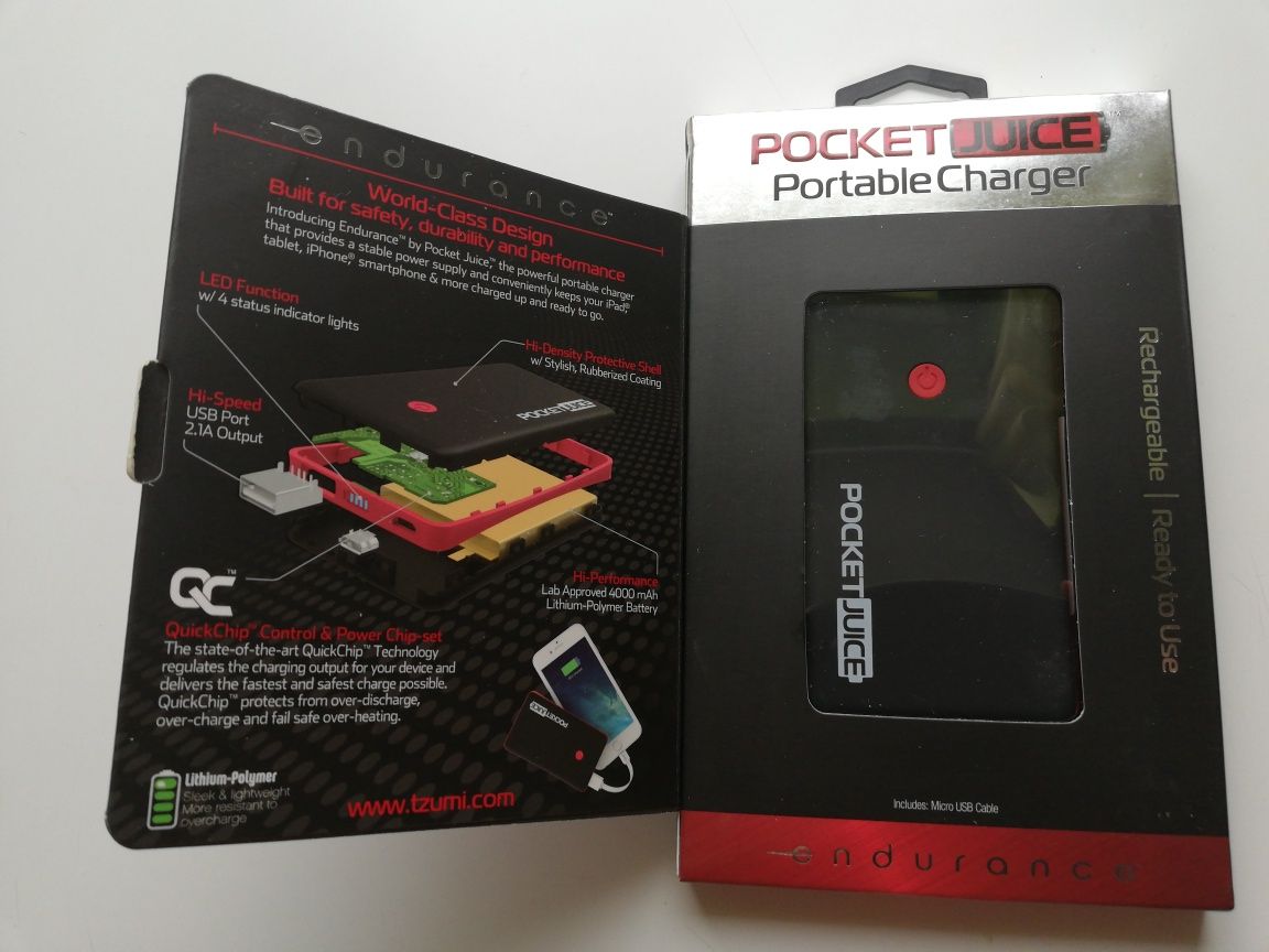 Powerbank Pocket Juice 4000mah 2.1A Output nowy z USA