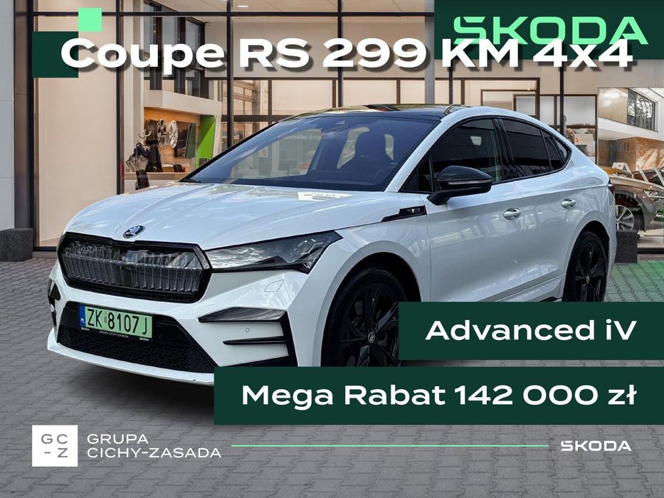 Skoda Enyaq Enyaq RS iV COUPE ADVANCED 299 KM 4x4 Jak nowy, niski przebieg