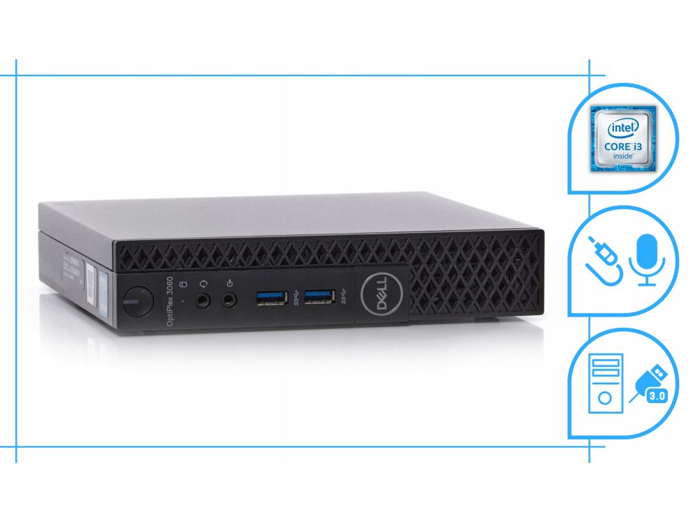 Komputer mini Dell Optiplex 3060 Tiny i3 8GB RAM SSD256 Win11 Pro