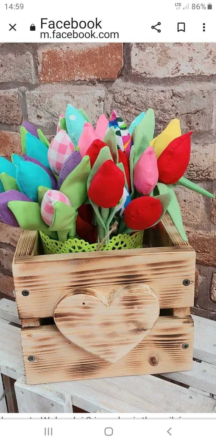 Tulipany szyte dużo kolorów -bukiet 5 sztuk  prezent na Dzień Matki