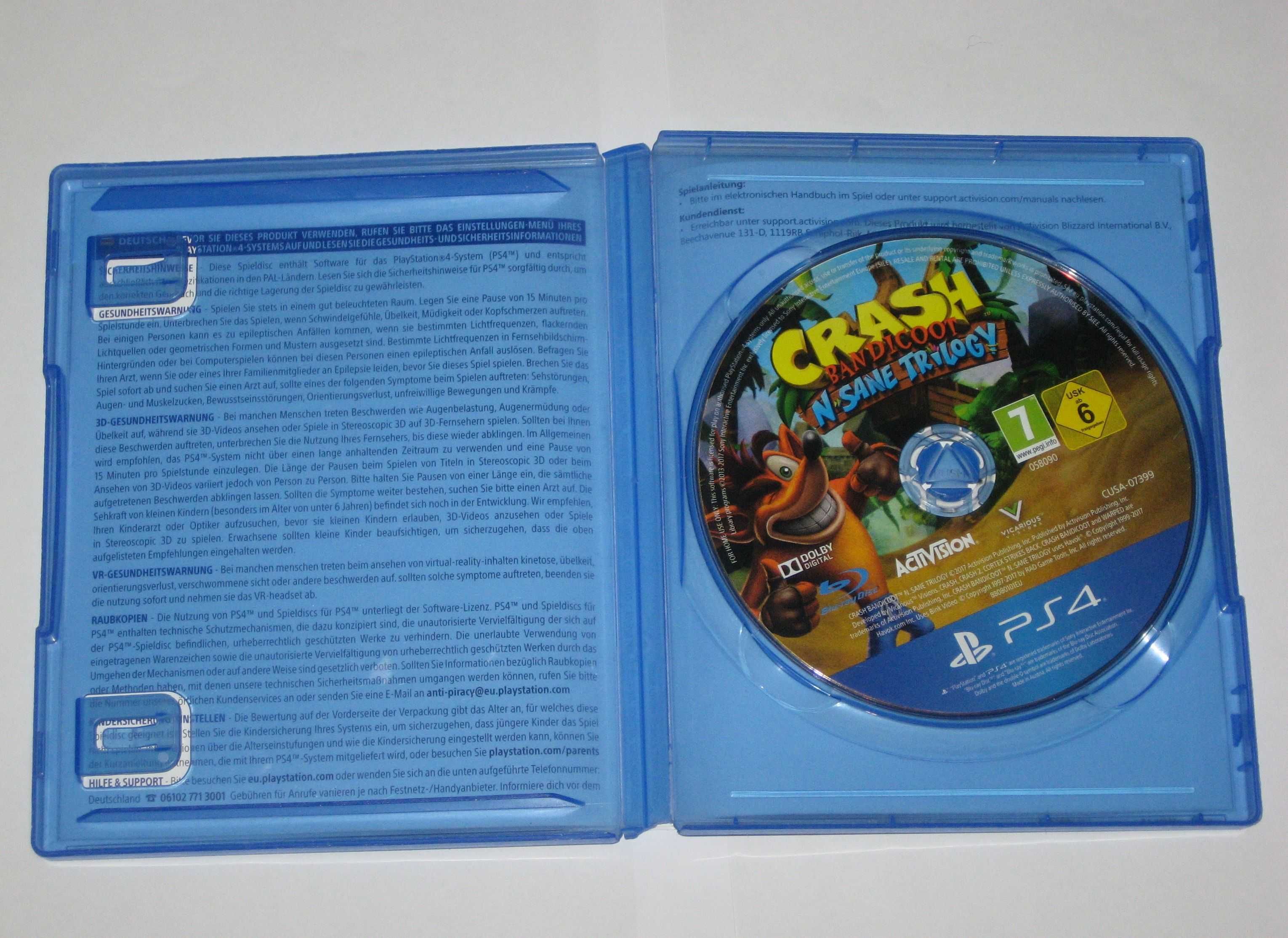 Crash Bandicoot N Sane Trilogy PS4 BDB! Play Station 4