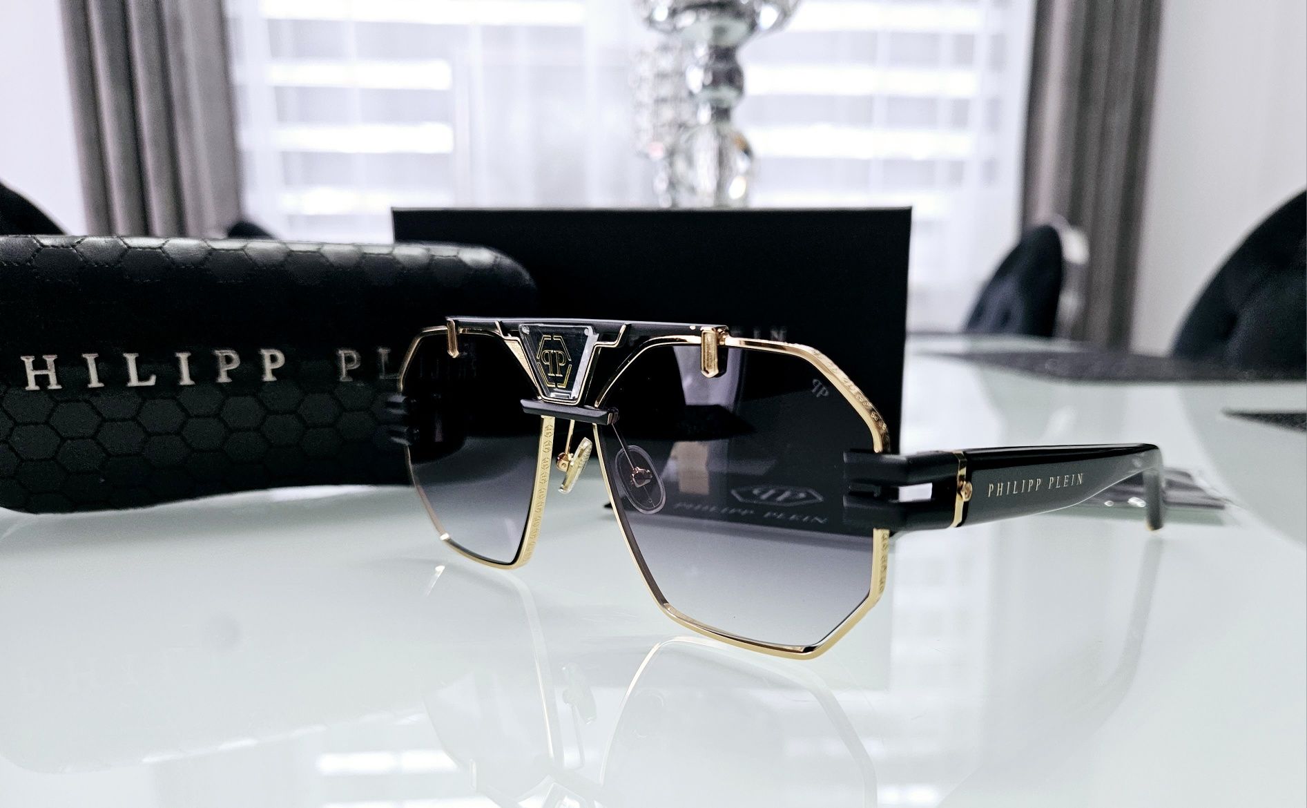 Okulary przeciwsłoneczne Philipp Plein PP  model SPP077 srebrne