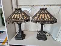 Candeeiro de mesa retro quadrado Tiffany com vitral de 35 cm