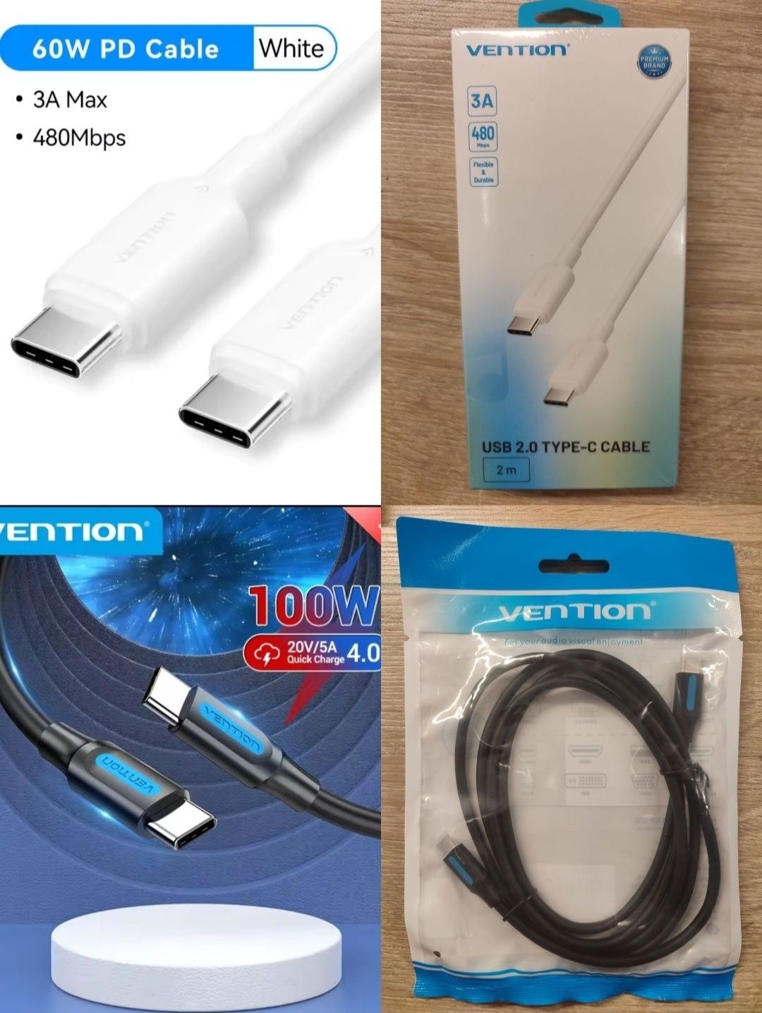Кабелі для зарядки 1м-2м, tape c tape c, 60w, 100w, 200w