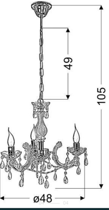 Złoty kryształowy żyrandol lampa wisząca 3 żarówki kinkiet Maria Teres