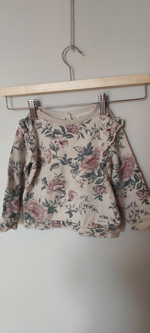 Śliczna bluza Newbie w turkusowe kwiatuszki 86