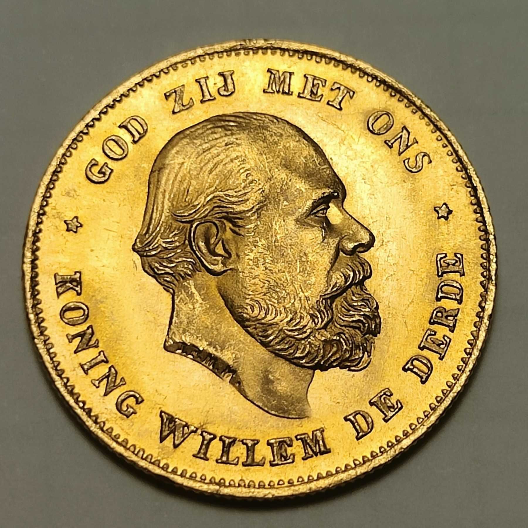 10 гульденов 1875 Нидерланды Вильем ІІІ золото 6.729 гр