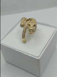Złoty pierścionek tygrys cyrkonie, złoto 585 r.21