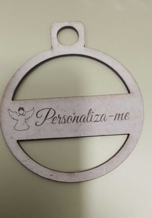 Bolas de Natal gravadas MDF cru ou Branco