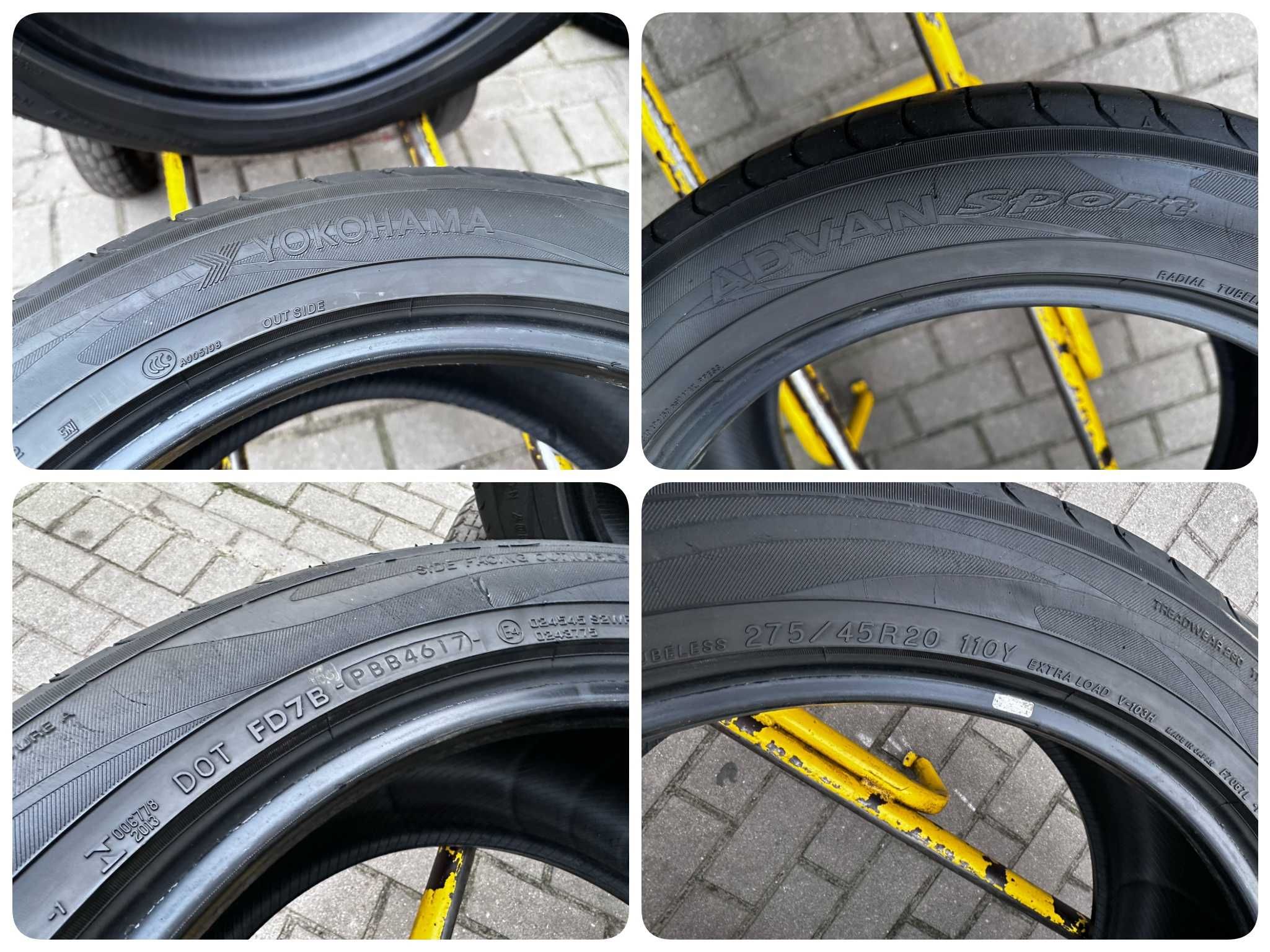 2X Opony letnie SUV 275/45R20 110Y XL YOKOHAMA ADVAN SPORT 4.5MM CAŁE