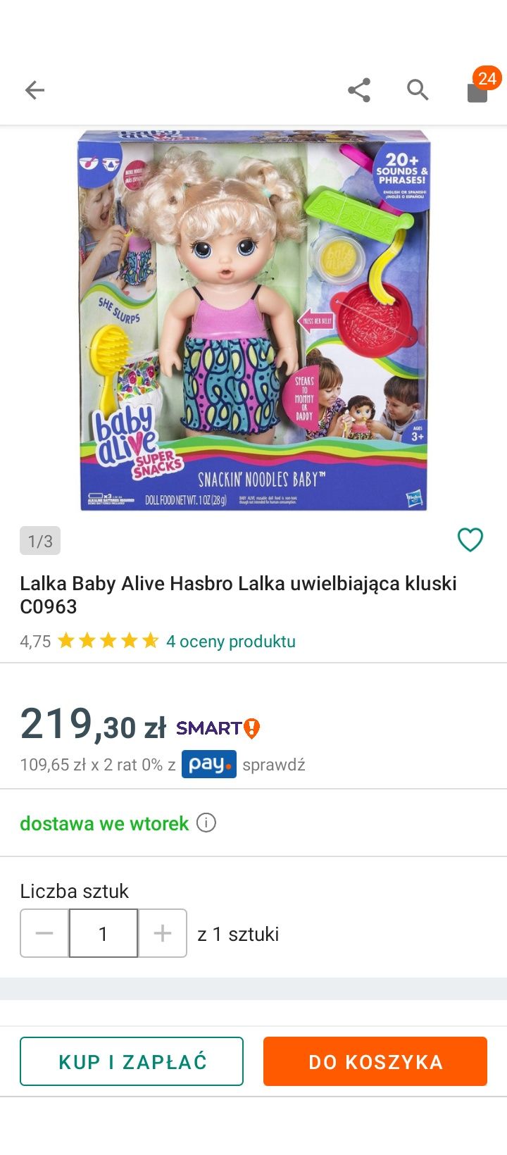 Lalka baby Alive uwielbiająca kluseczki