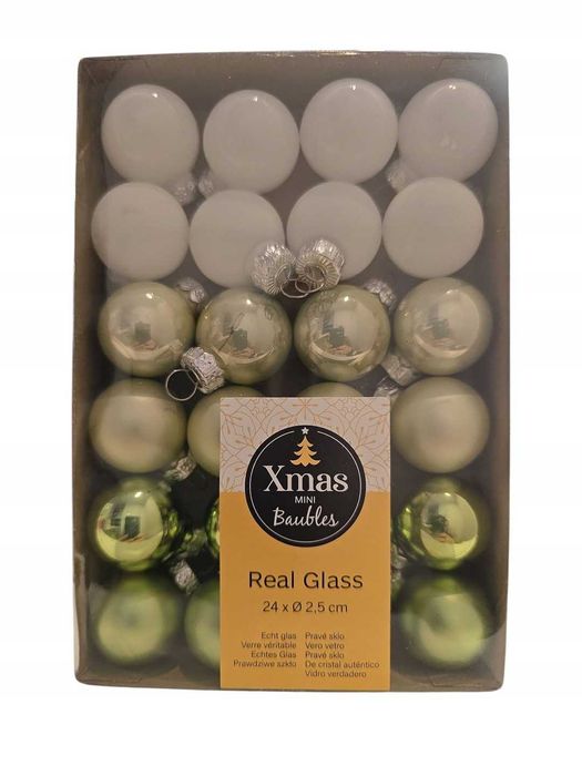 Bombki małe szklane na choinke stroik Boże Narodzenie 24 szt
