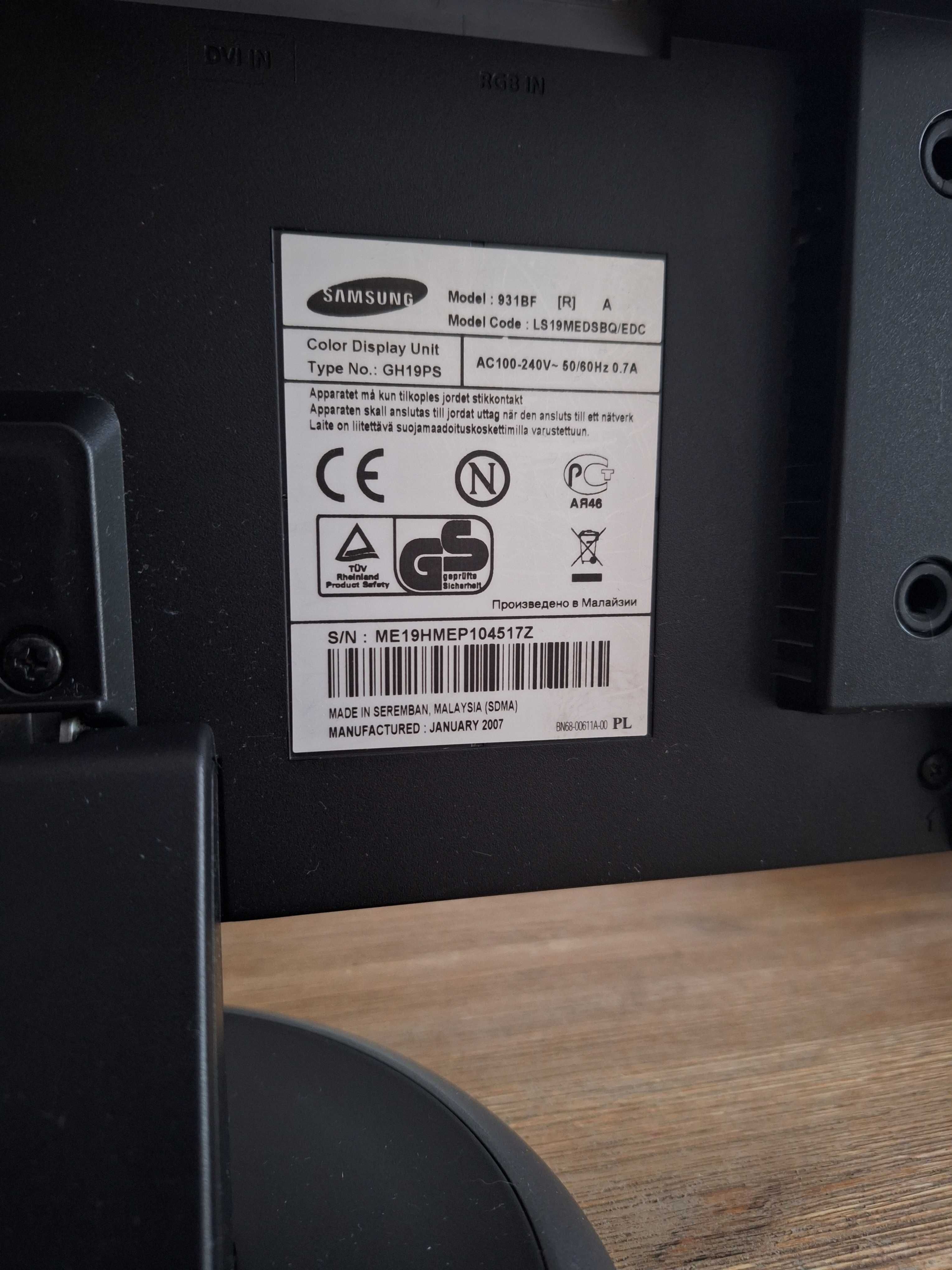 Samsung SyncMaster 931BF - Stan idealny -