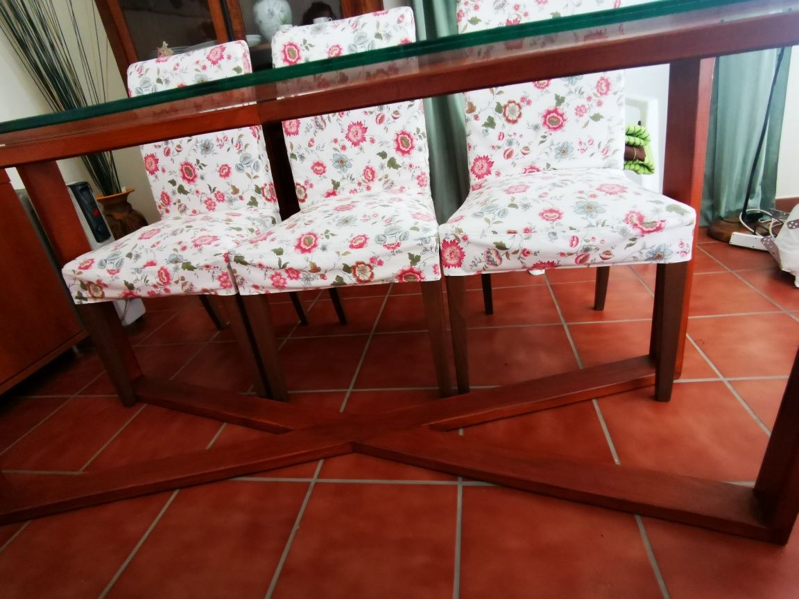 Mesa sala única  madeira e vidro 180x80cm