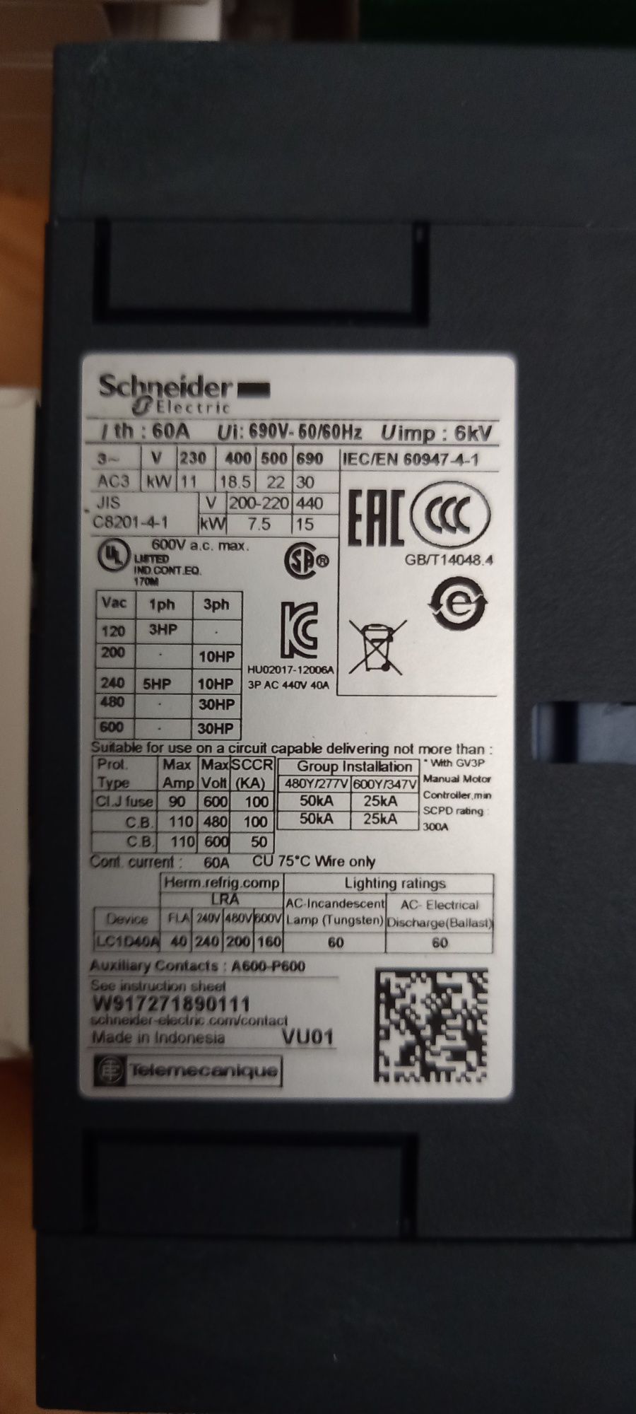 Ціна за все. Schneider контактор LC1D40 LADN403 контакти