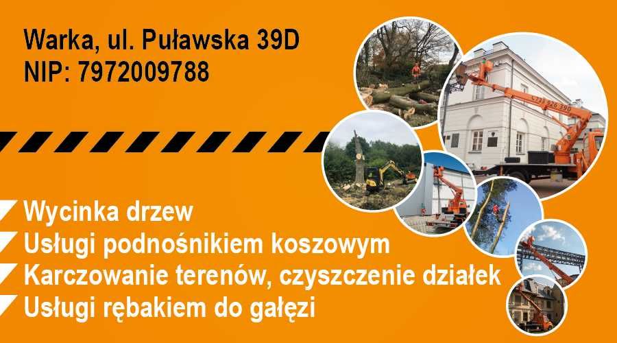 PODNOŚNIK KOSZOWY, Wycinka Drzew, Rębak , FREZOWANIE pni drzew