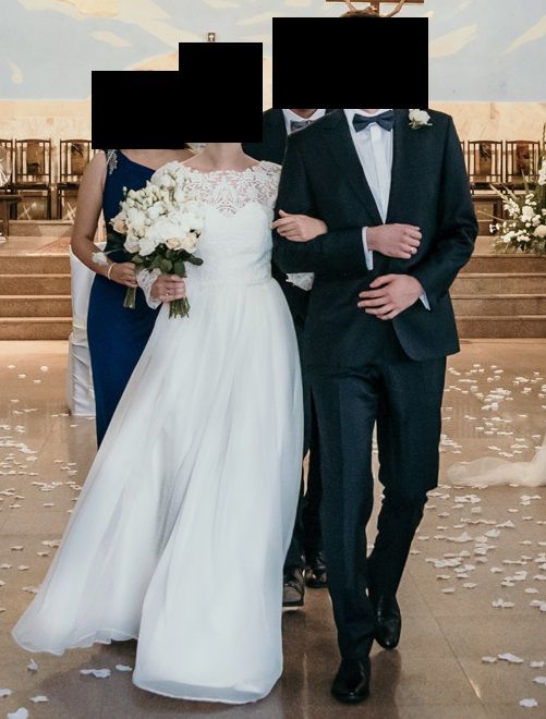 SUKNIA ŚLUBNA gipiura muślin