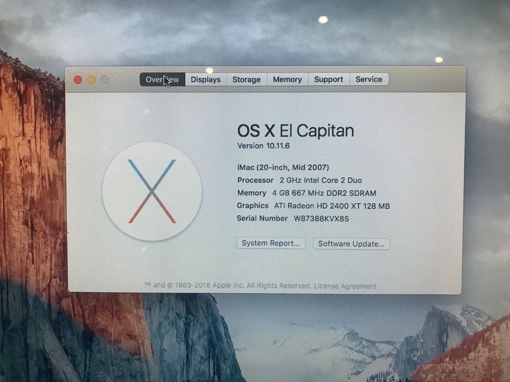 Imac 20’ com OS X El Capitan e Office