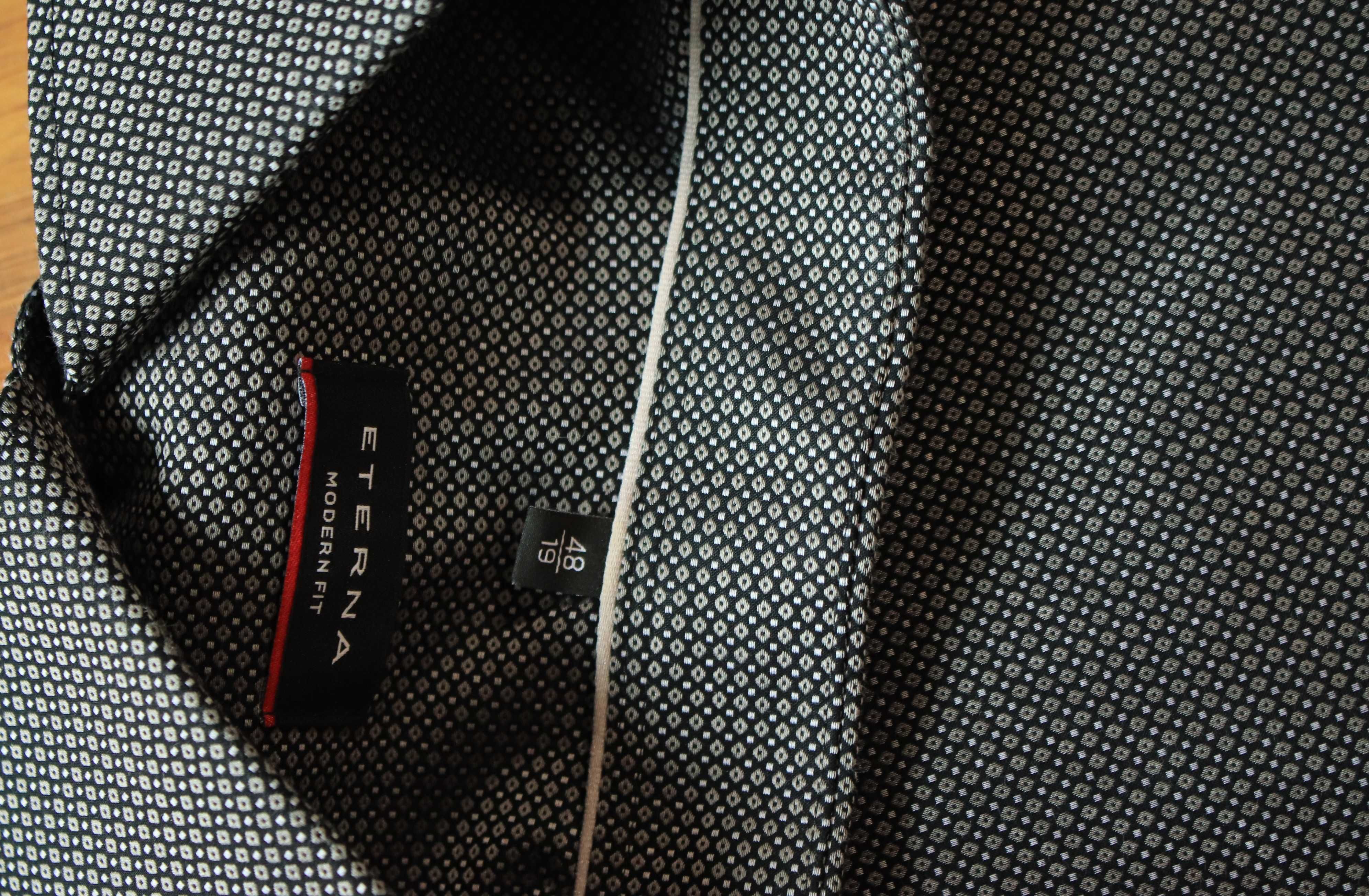 Koszula Eterna szara r. 48 modern fit bawełniana męska dł. rękaw wzór