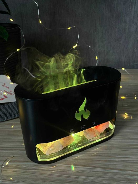 Увлажнитель воздуха с эффектом пламени и с гималайской солью 3в1 RGB